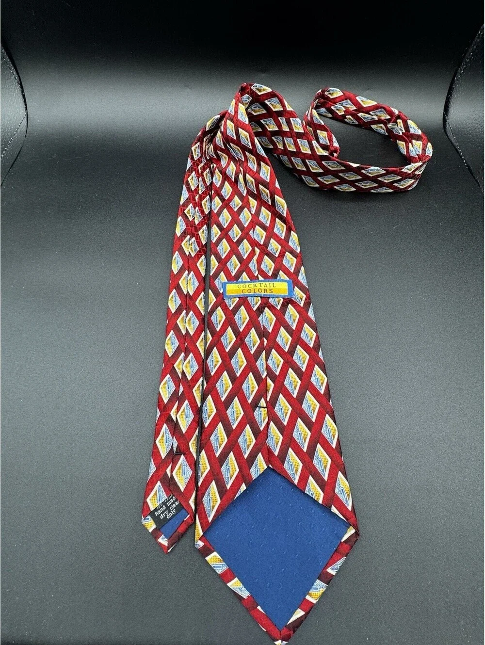 Vintage Cocktail Colors Silk Tie Red Geometric Retro 58” x 4”